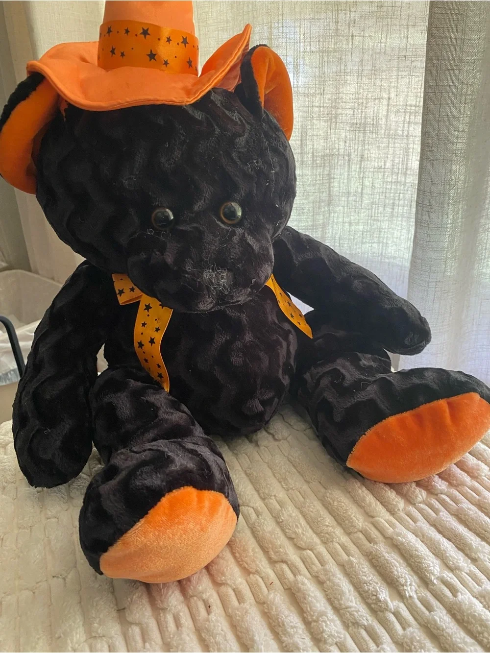 Vintage Sugar Loaf Halloween Black Bear Witch Hat Plush Stuffed Animal